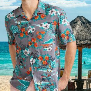2XL🌴Tropical hawaiian vacation printed rayon short sleeve shirt